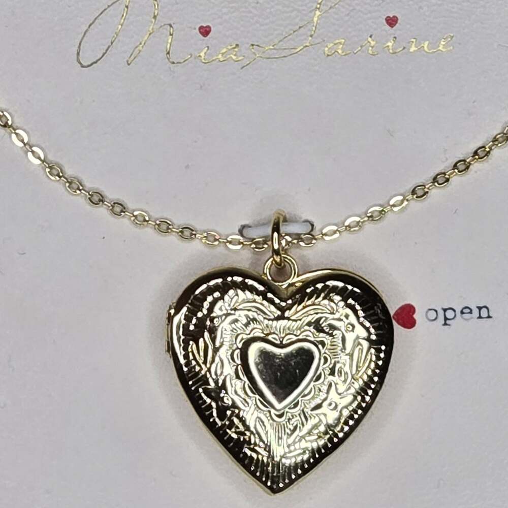 Mia Sarine Fine Silver Plated Heart Locket Necklace 16+2 inch